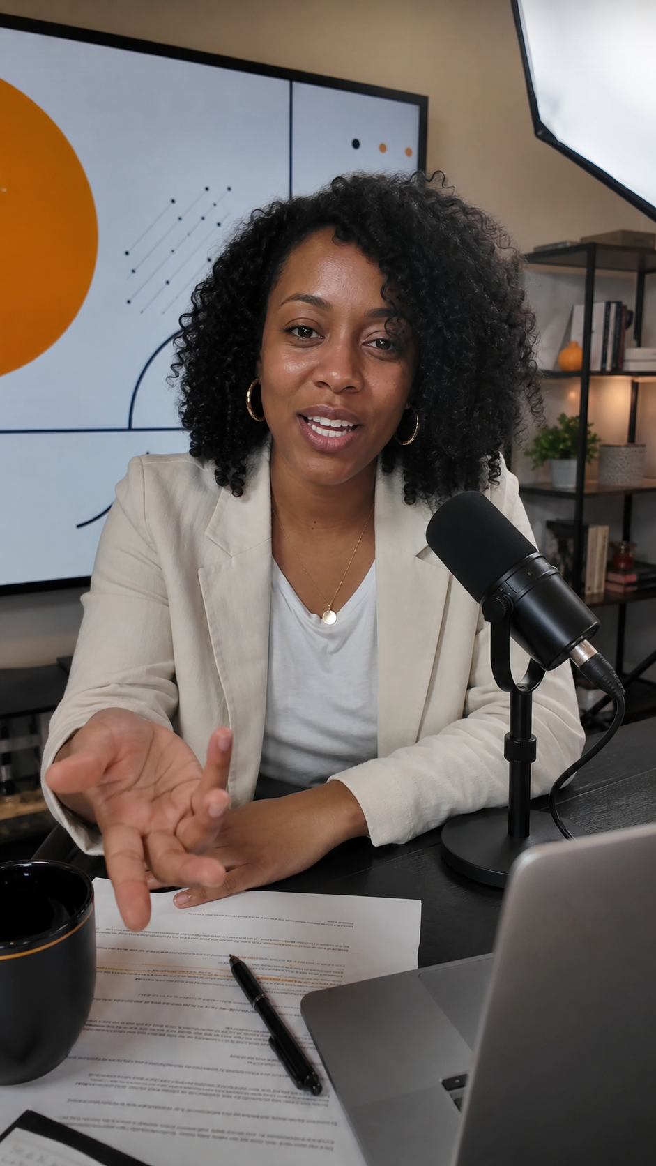 Creator founder recording a podcast-based product